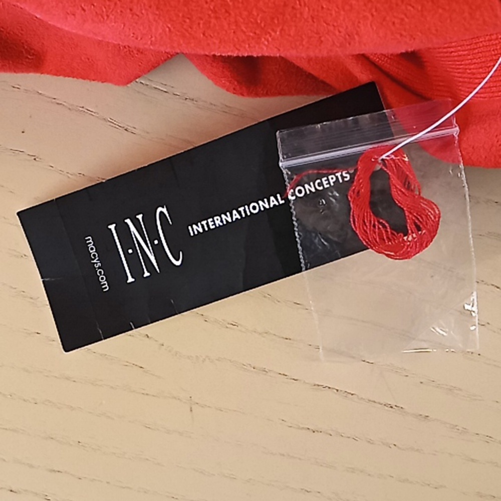 I.N.C Red Sleeveless Dress with Lace-Up Detail And Front Zipper Pockets. NWT. - Picture 12 of 13